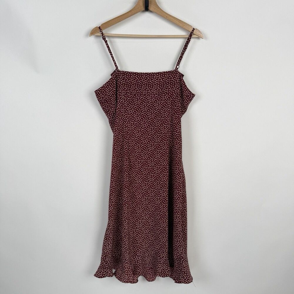 DBY Ltd Sundress M Red Floral Sweetheart Neck Ruffled Cottagecore Slip Dress - Picture 4 of 11